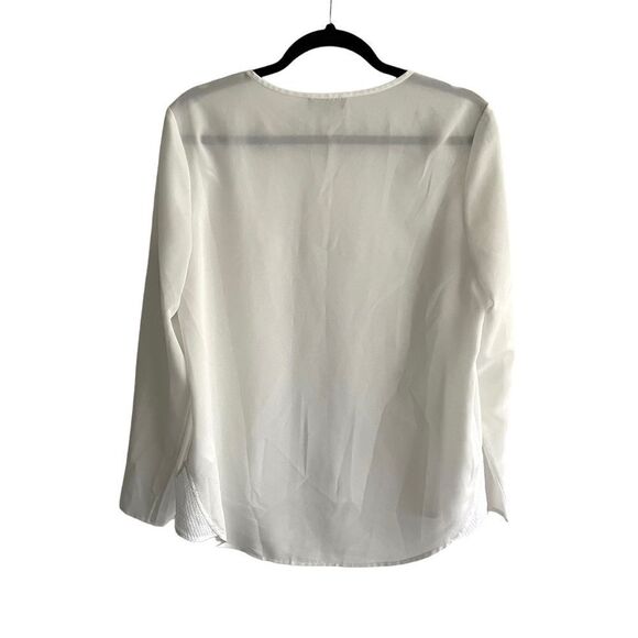 PORTS Crew Neck Long Sleeve Blouse Cream White 4 - Picture 4 of 6